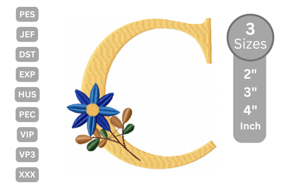 Botanical Flower Letter - C: A Fresh Take on Branded Embroidery