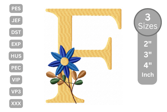 Botanical Flower Letter - F: A Seasonal Embroidery Gem