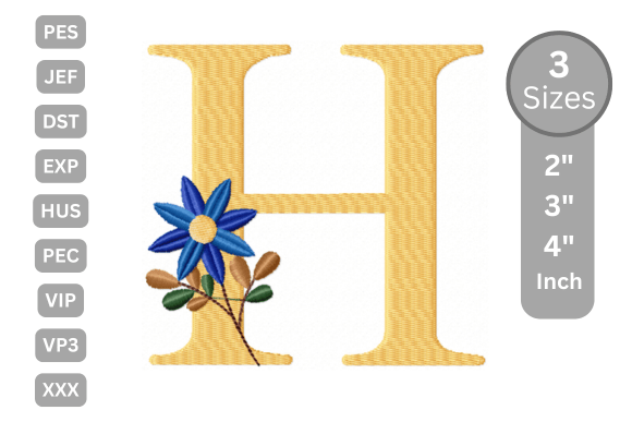 Botanical Flower Letter - H: A Designer's Take for Boutique Sweatshirts