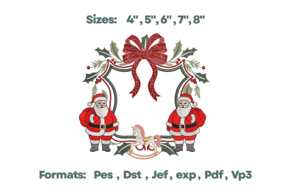 Santa Wreath Frame Christmas Monogram: A Seasonal Embroidery Standout